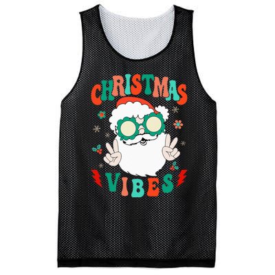 Retro Groovy Merry Christmas Vibes Funny Santa Claus Holiday Mesh Reversible Basketball Jersey Tank