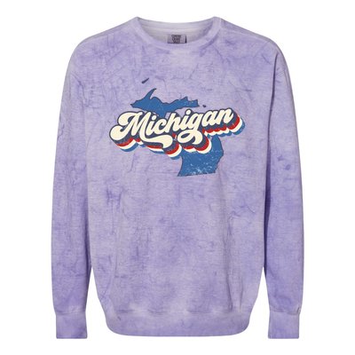 Retro Groovy Michigan Colorblast Crewneck Sweatshirt