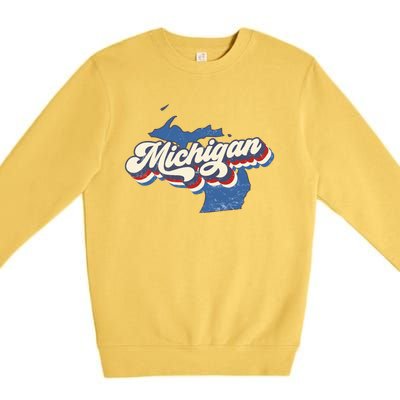 Retro Groovy Michigan Premium Crewneck Sweatshirt