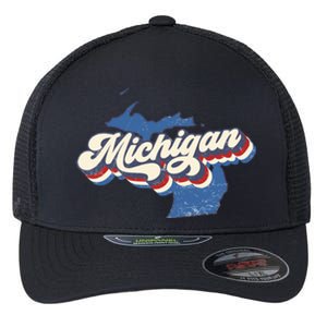 Retro Groovy Michigan Flexfit Unipanel Trucker Cap