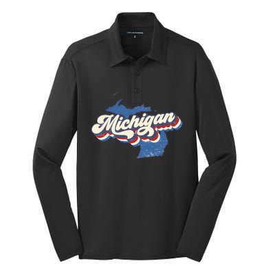 Retro Groovy Michigan Silk Touch Performance Long Sleeve Polo