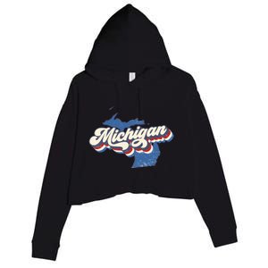 Retro Groovy Michigan Crop Fleece Hoodie