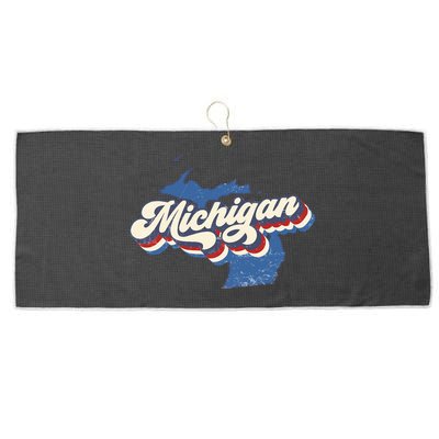 Retro Groovy Michigan Large Microfiber Waffle Golf Towel