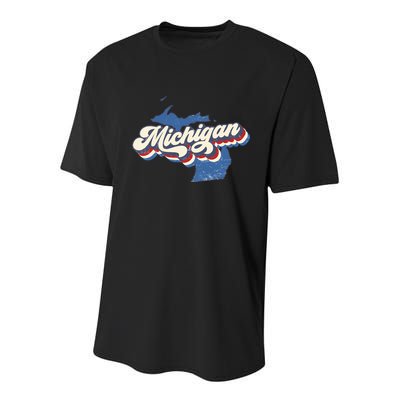 Retro Groovy Michigan Youth Performance Sprint T-Shirt