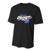 Retro Groovy Michigan Youth Performance Sprint T-Shirt