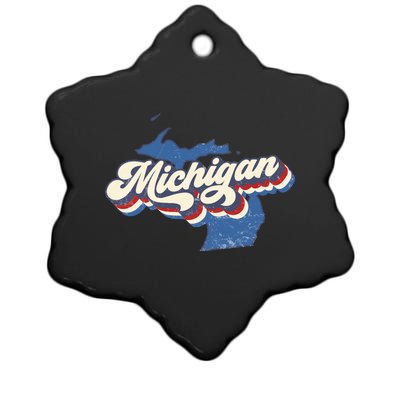 Retro Groovy Michigan Ceramic Star Ornament