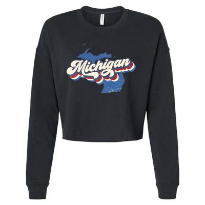 Retro Groovy Michigan Cropped Pullover Crew