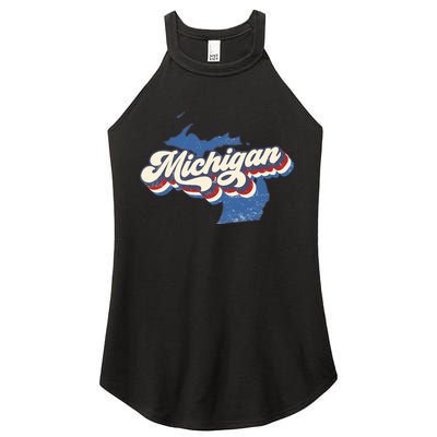 Retro Groovy Michigan Women's Perfect Tri Rocker Tank