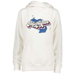 Retro Groovy Michigan Womens Funnel Neck Pullover Hood