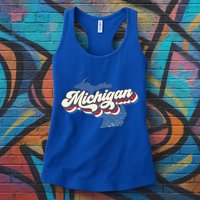 Retro Groovy Michigan Womens Tank Top