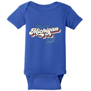 Retro Groovy Michigan Baby Bodysuit