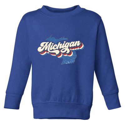 Retro Groovy Michigan Toddler Sweatshirt