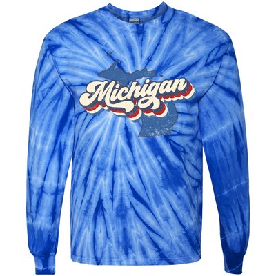 Retro Groovy Michigan Tie-Dye Long Sleeve Shirt
