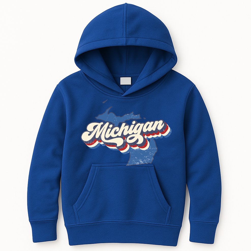 Retro Groovy Michigan Kids Hoodie