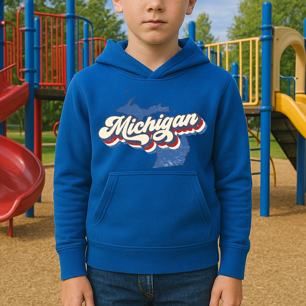 Retro Groovy Michigan Kids Hoodie