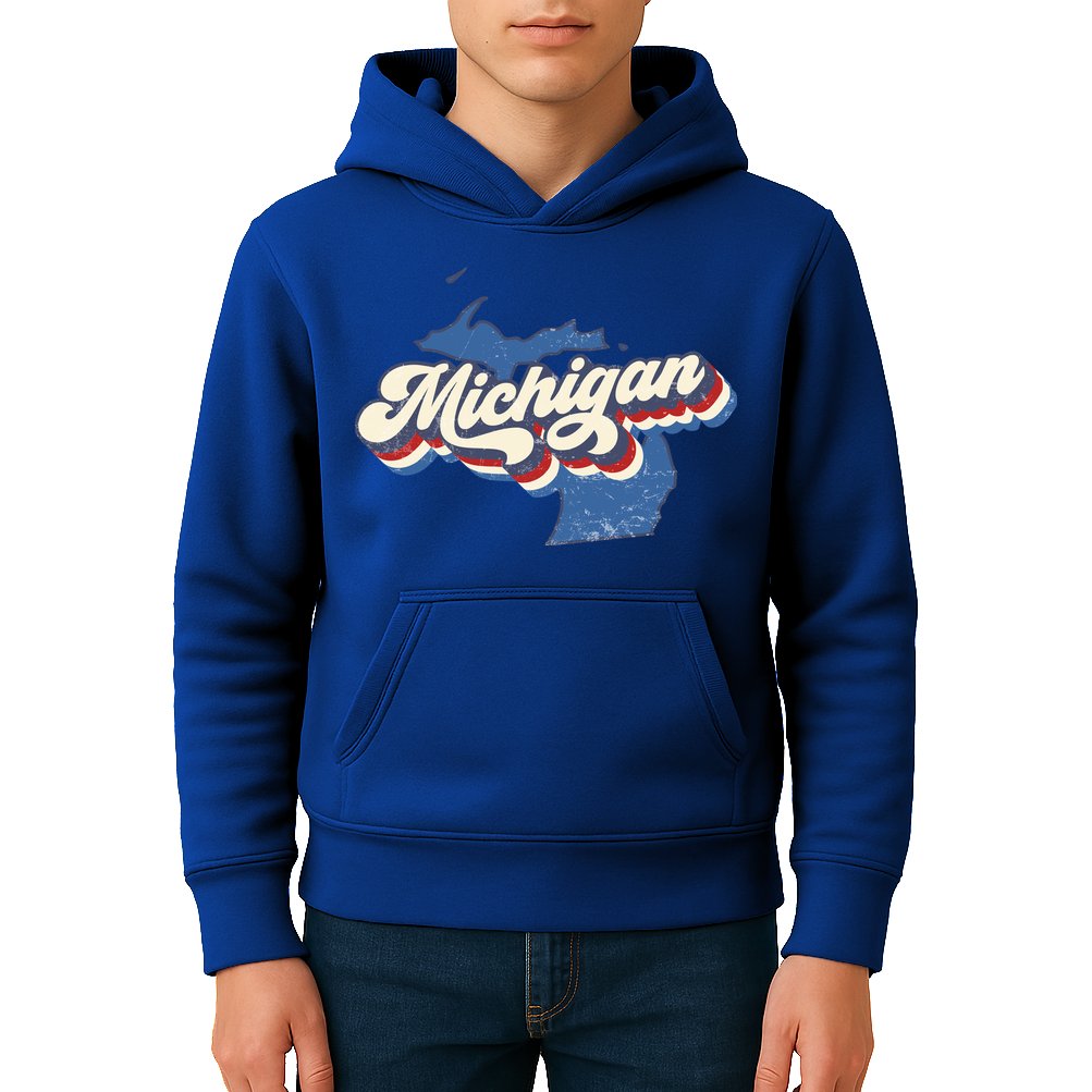 Retro Groovy Michigan Kids Hoodie