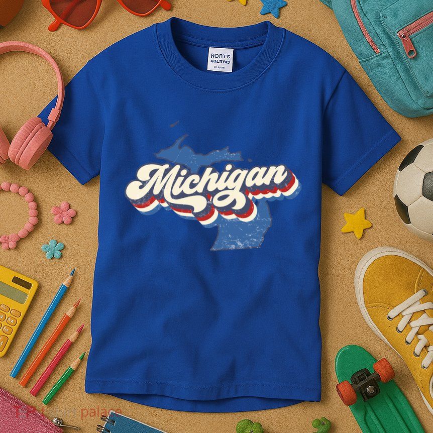 Retro Groovy Michigan Kids T-Shirt