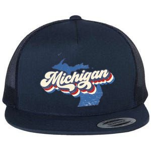 Retro Groovy Michigan Flat Bill Trucker Hat