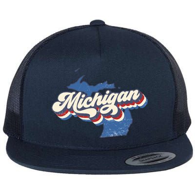 Retro Groovy Michigan Flat Bill Trucker Hat