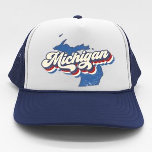 Retro Groovy Michigan Trucker Hat