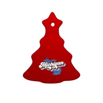 Retro Groovy Michigan Ceramic Tree Ornament