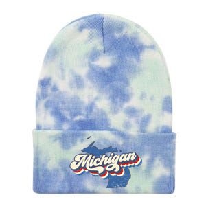 Retro Groovy Michigan Tie Dye 12in Knit Beanie