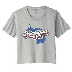 Retro Groovy Michigan Women's Crop Top Tee