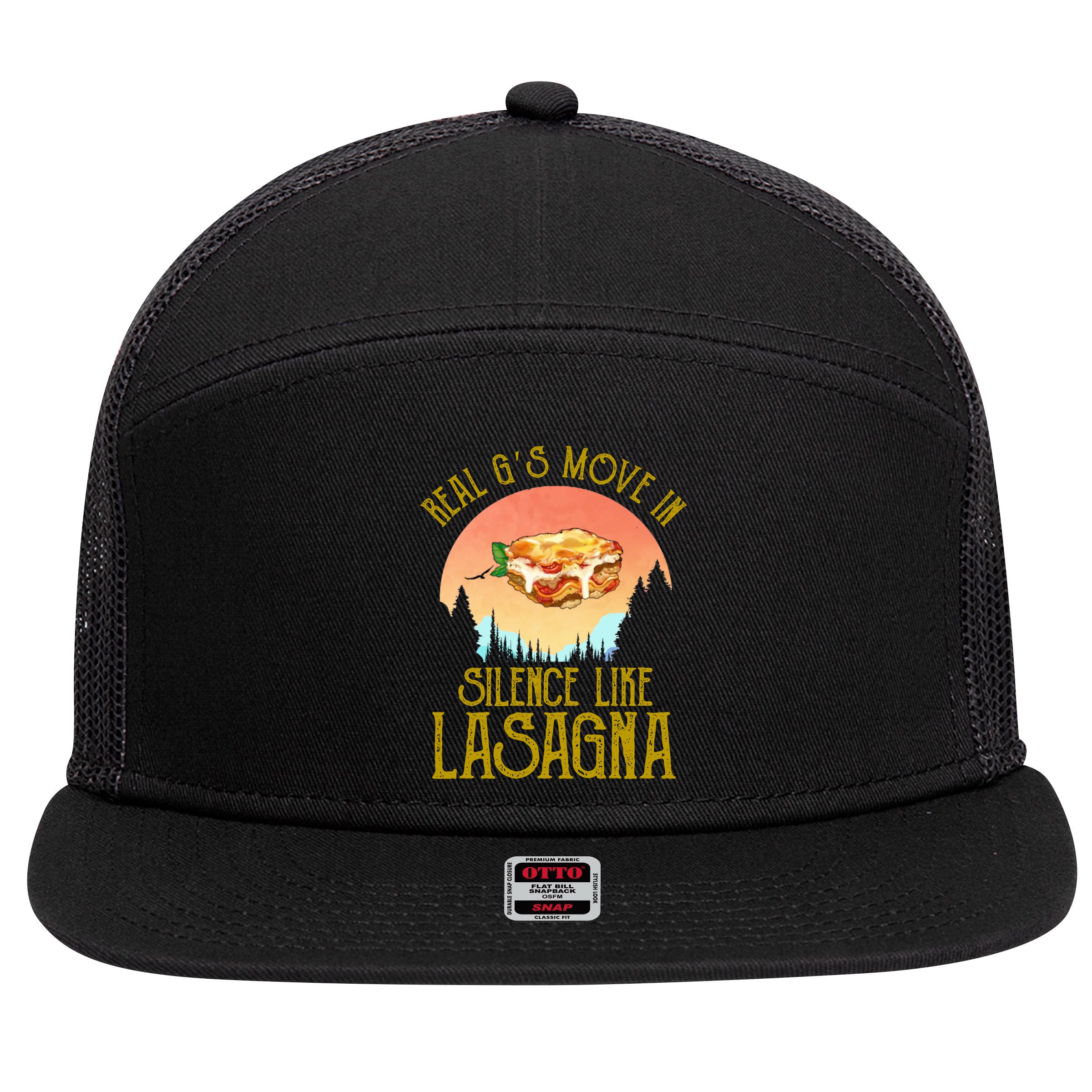 Real GS Move In Silence Like Lasagna 7 Panel Mesh Trucker Snapback Hat