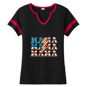 Retro Groovy Mama American 4th Of July Patriotic Mom Womens Gift Ladies Halftime Notch Neck Tee