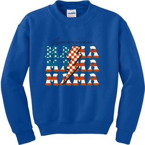 Retro Groovy Mama American 4th Of July Patriotic Mom Womens Gift Kids Sweatshirt