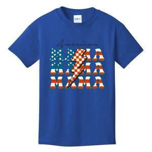 Retro Groovy Mama American 4th Of July Patriotic Mom Womens Gift Kids T-Shirt