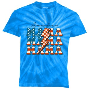 Retro Groovy Mama American 4th Of July Patriotic Mom Womens Gift Kids Tie-Dye T-Shirt