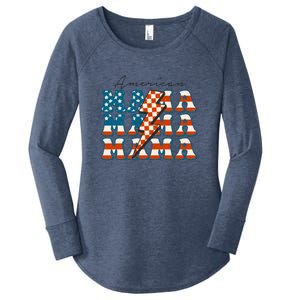 Retro Groovy Mama American 4th Of July Patriotic Mom Womens Gift Women's Perfect Tri Tunic Long Sleeve Shirt