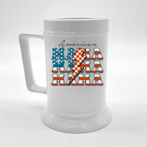 Retro Groovy Mama American 4th Of July Patriotic Mom Womens Gift Beer Stein