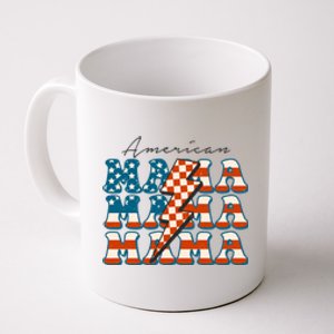 Retro Groovy Mama American 4th Of July Patriotic Mom Womens Gift Coffee Mug