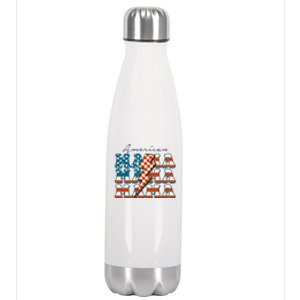 Retro Groovy Mama American 4th Of July Patriotic Mom Womens Gift Stainless Steel Insulated Water Bottle