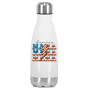 Retro Groovy Mama American 4th Of July Patriotic Mom Womens Gift Stainless Steel Insulated Water Bottle