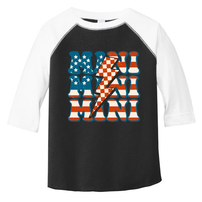 Retro Groovy Mini American 4th Of July Patriotic Mom Womens Gift Toddler Fine Jersey T-Shirt