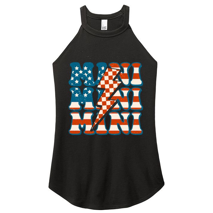 Retro Groovy Mini American 4th Of July Patriotic Mom Womens Gift Women's Perfect Tri Rocker Tank