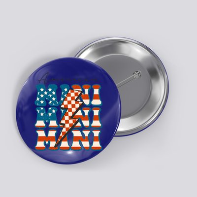 Retro Groovy Mini American 4th Of July Patriotic Mom Womens Gift Button