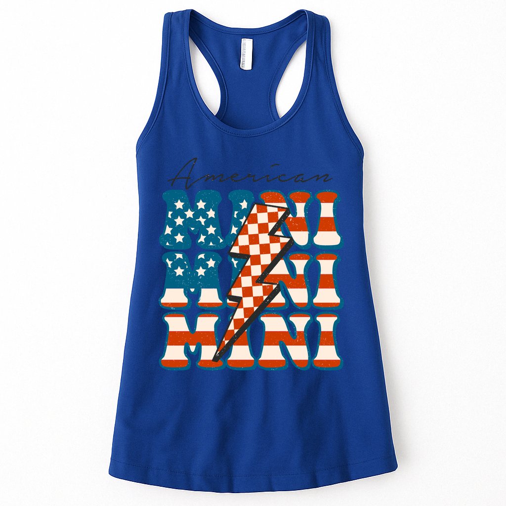 Retro Groovy Mini American 4th Of July Patriotic Mom Womens Gift Womens Tank Top