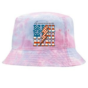 Retro Groovy Mini American 4th Of July Patriotic Mom Womens Gift Tie-Dyed Bucket Hat