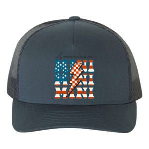 Retro Groovy Mini American 4th Of July Patriotic Mom Womens Gift Yupoong Adult 5-Panel Trucker Hat