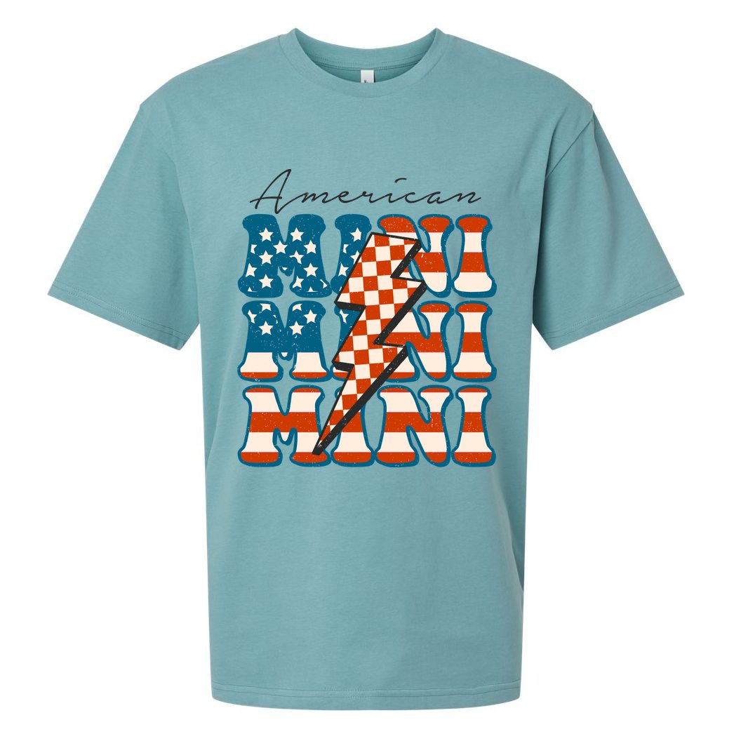 Retro Groovy Mini American 4th Of July Patriotic Mom Womens Gift Sueded Cloud Jersey T-Shirt
