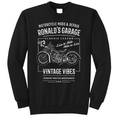 RonaldS Garage Motorcycle Design For The Name Ronald Sweatshirt