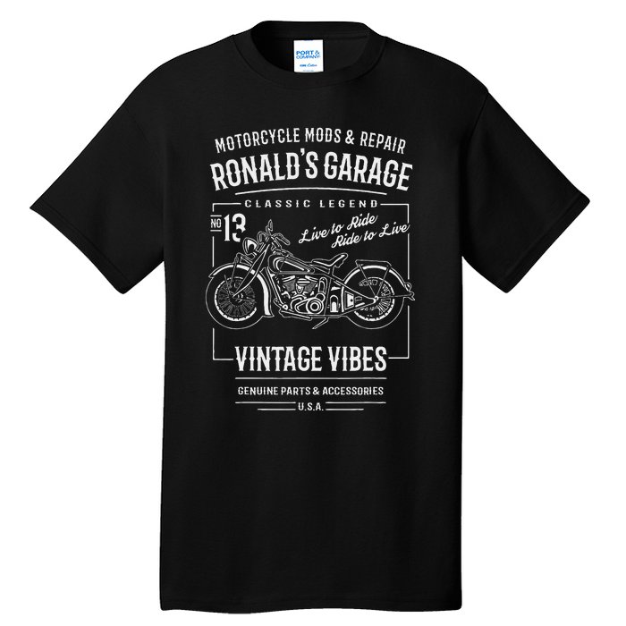 RonaldS Garage Motorcycle Design For The Name Ronald Tall T-Shirt