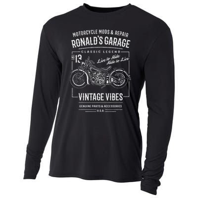 RonaldS Garage Motorcycle Design For The Name Ronald Cooling Performance Long Sleeve Crew