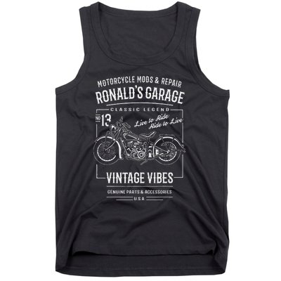 RonaldS Garage Motorcycle Design For The Name Ronald Tank Top