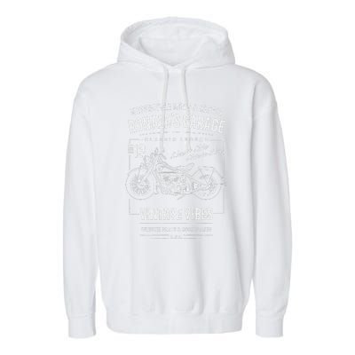 RonaldS Garage Motorcycle Design For The Name Ronald Garment-Dyed Fleece Hoodie