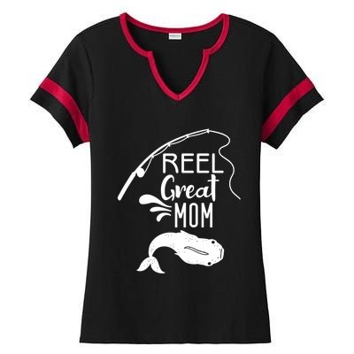 Reel Great Mom Fishing Gift Ladies Halftime Notch Neck Tee